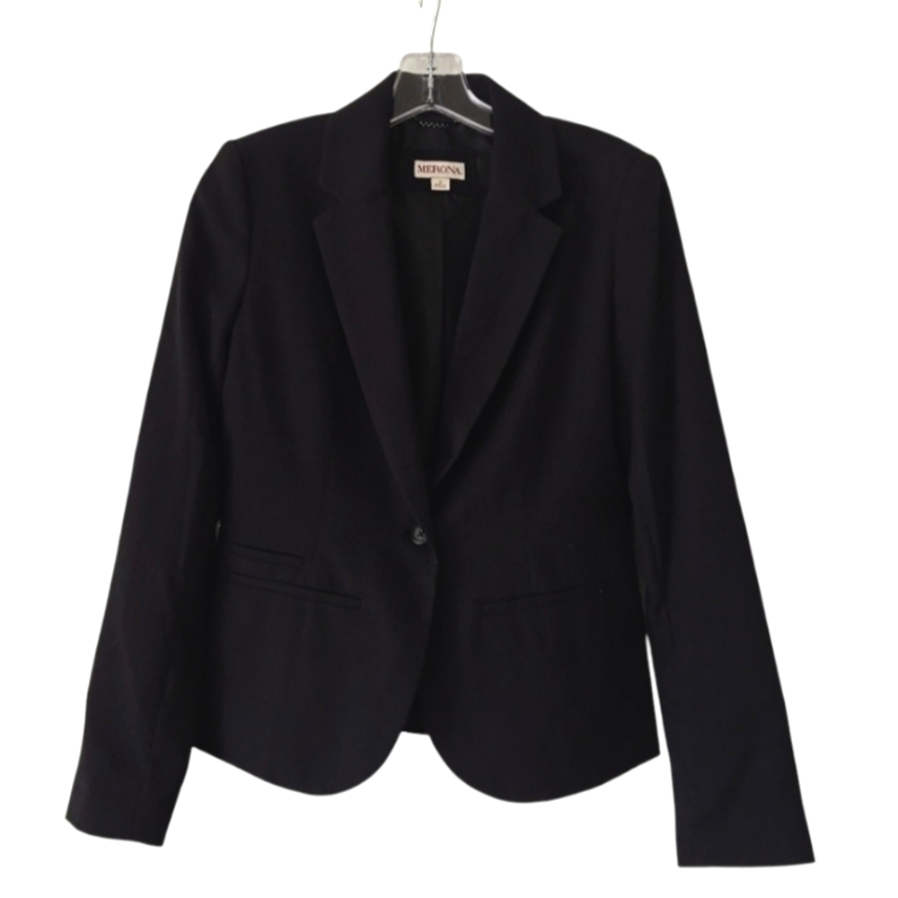 Merona Charcoal Gray Wool Blend Blazer Office Business Casual, Size 2